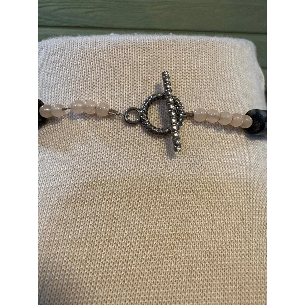 Vintage‎ Beaded Long Cameo Pendant Necklace Mixed Natural Stone Statement